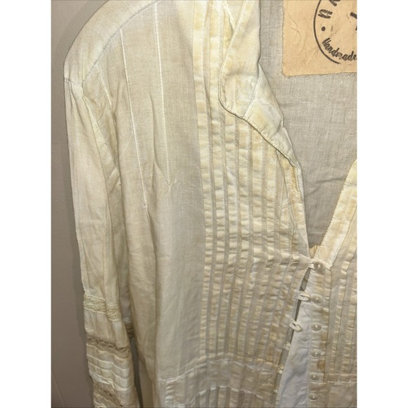 Handmade Rare Bird Shirt Sz XL Button Down Distressed Lace Boho  NOS! - Picture 4 of 10